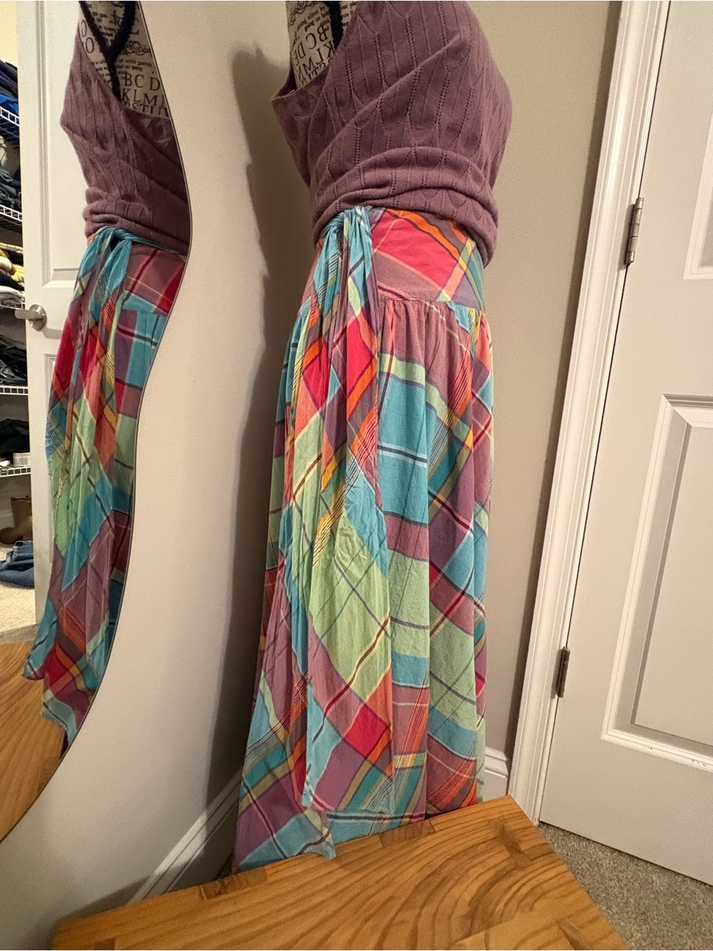 Ralph Lauren Handwoven Madras Cotton Wrap Maxi Skirt Convertible Dress - Picture 8 of 12